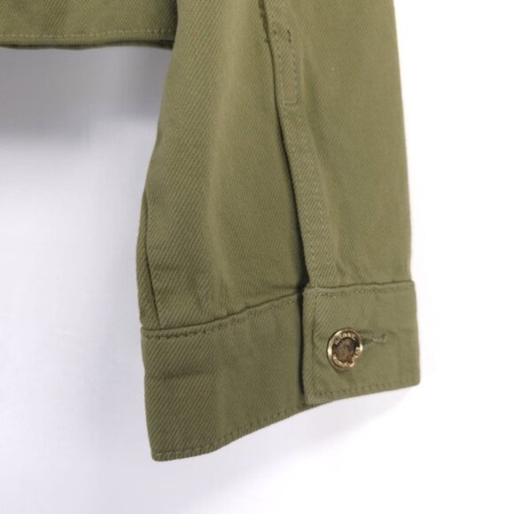 NWT‎ MICHAEL KORS Crop Button Denim Jacket Smoky Olive Gold Details MEDIUM & LG - Picture 10 of 11